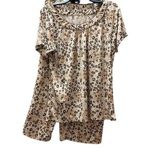 Leopard Print Short Sleeve Pajama Set